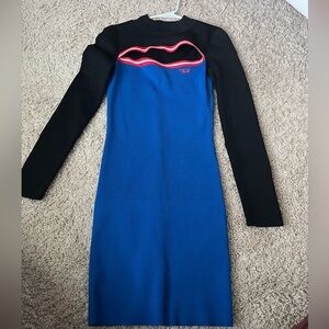 2022 Diesel Blue and Black Long Sleeve Dress